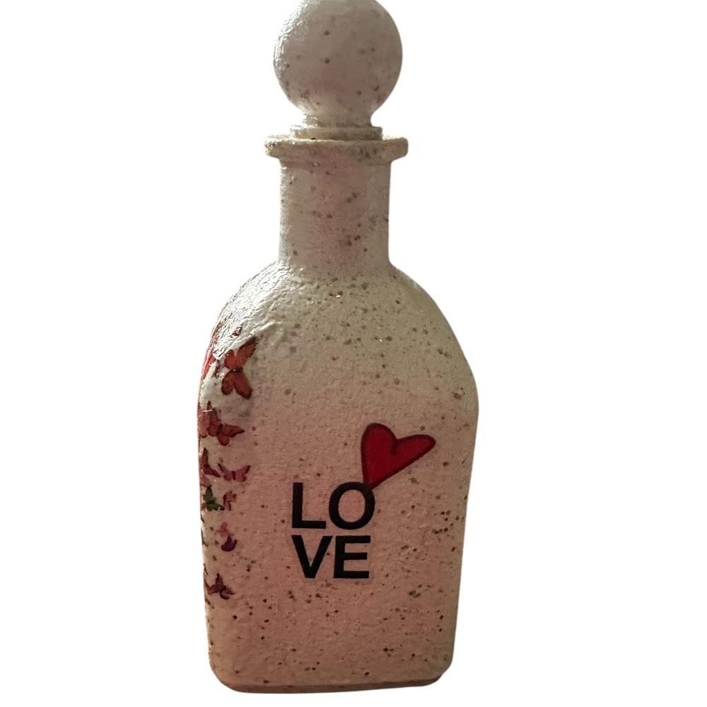 Hand Crafted Decorative Bottle with Typewriter & Butterfly Motif “I Love You” - Picture 2 of 4